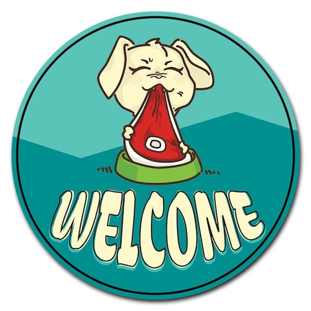 Signmission Welcome Motorcycle Circle Vinyl Laminated Decal D-12-CIR-Welcome puppy